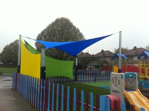 Shade Sail Array installed at Hayes Park School in Hayes, Middlessex