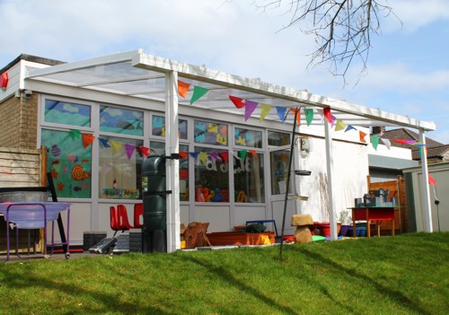 The Coniston Wall Mounted Canopy installed at Holy Family RC Primary School in Cardiff
