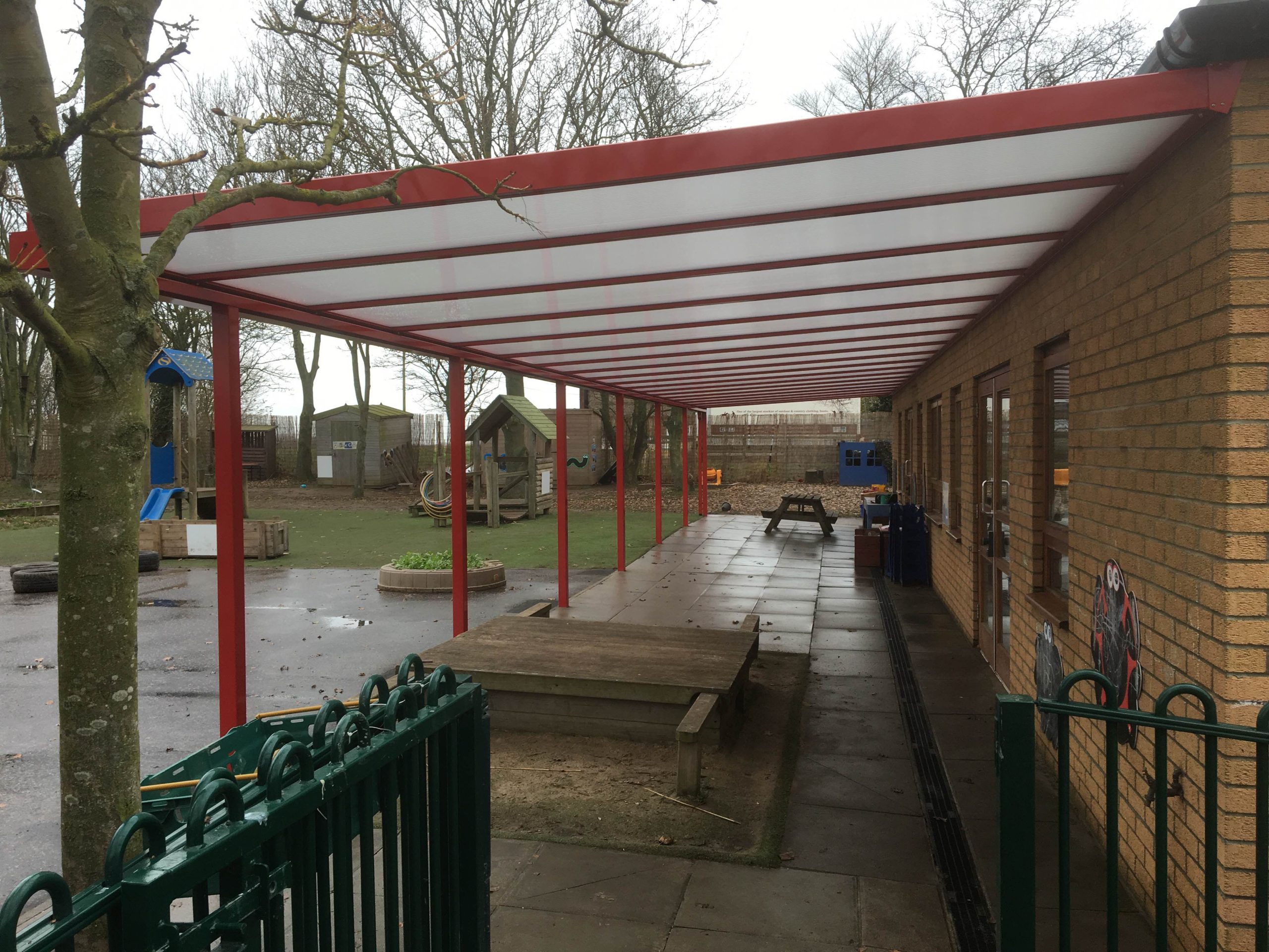 Martham Primary & Nursery School, Wall Mounted Canopy - Able Canopies Ltd